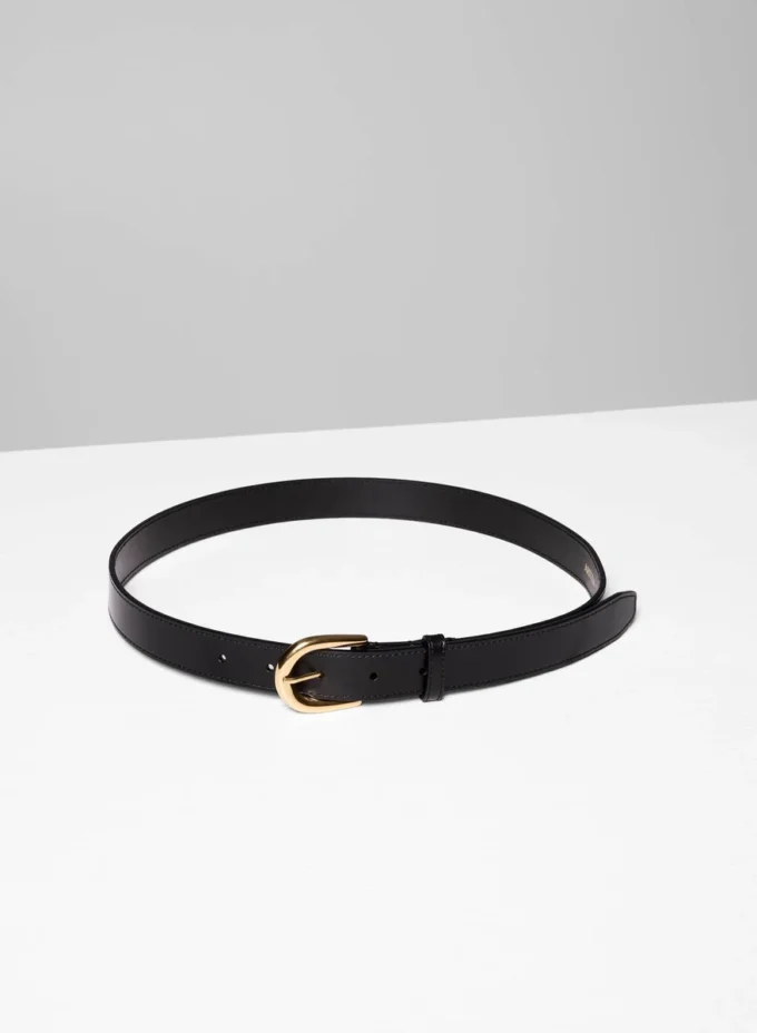 Accent Solid Brass Leather Belt Accent Solid Brass Leather Belt