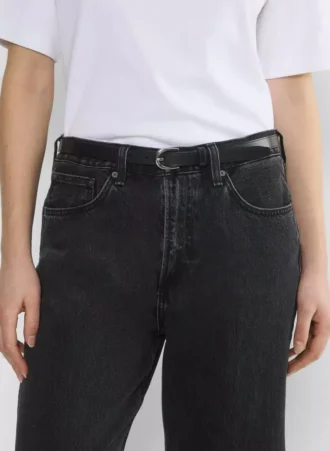 Accent Solid Brass Leather Slim Belt