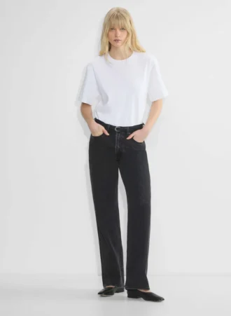 Accent Solid Brass Leather Slim Belt