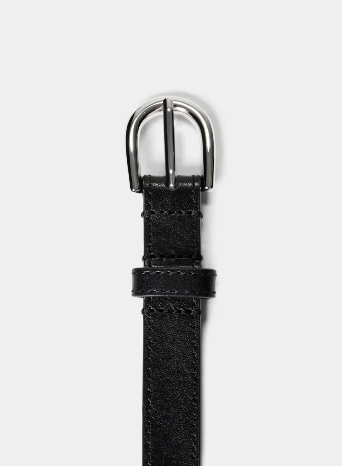 Accent Solid Brass Leather Slim Belt Accent Solid Brass Leather Slim Belt