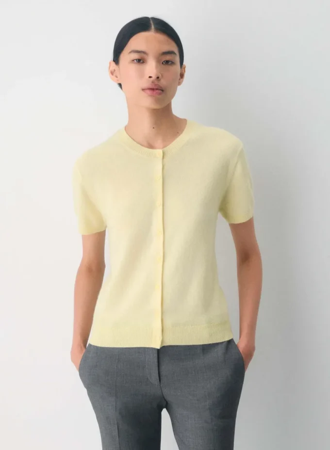 Bare Cashmere Shortsleeve Crew Cardigan Bare Cashmere Shortsleeve Crew Cardigan