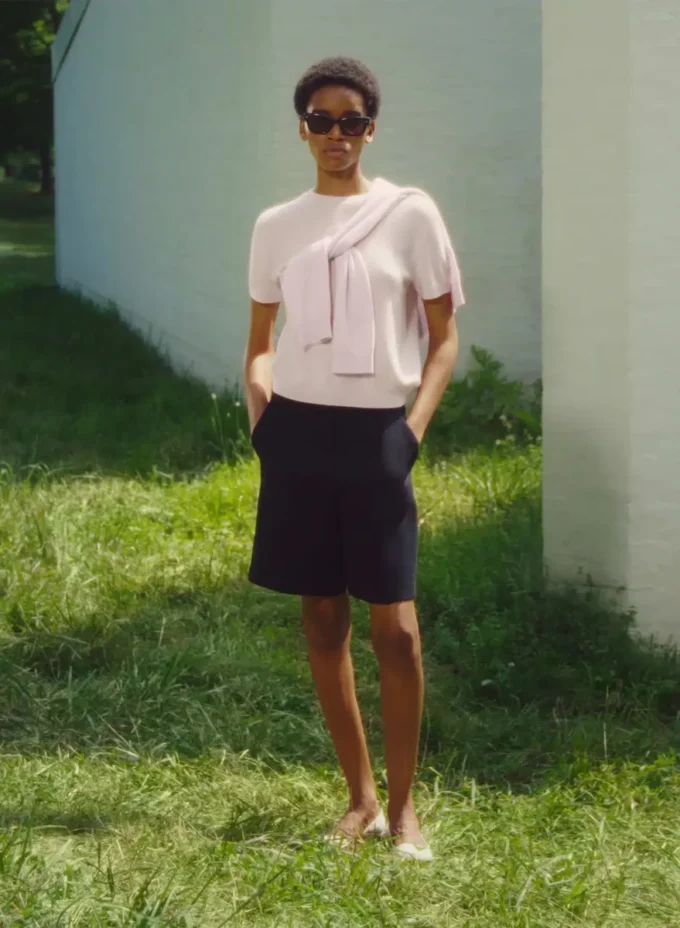 Bare Cashmere Shortsleeve Crew Sweater