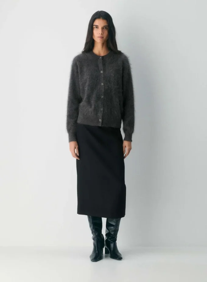 Brushed Cashmere Relaxed Crew Cardigan