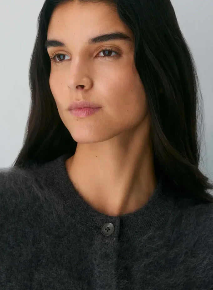 Brushed Cashmere Relaxed Crew Cardigan