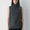Brushed Cashmere Relaxed Turtleneck Tank