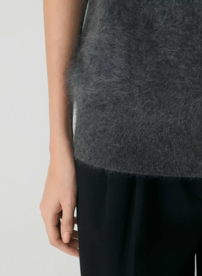 Brushed Cashmere Relaxed Turtleneck Tank