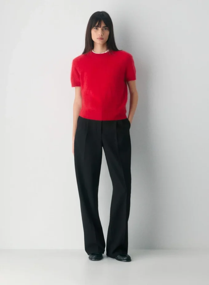 Brushed Cashmere Shortsleeve Crew Sweater