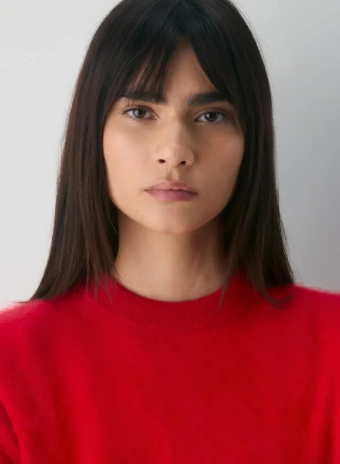 Brushed Cashmere Shortsleeve Crew Sweater