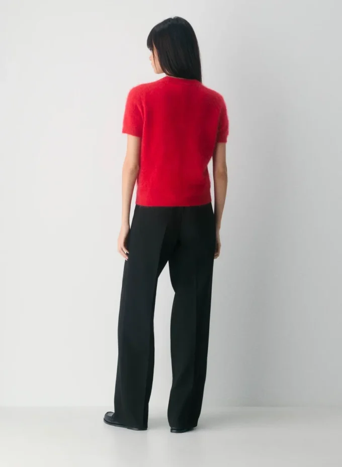 Brushed Cashmere Shortsleeve Crew Sweater