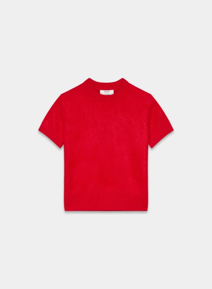 Brushed Cashmere Shortsleeve Crew Sweater