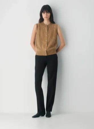 Brushed Cashmere Sleeveless Cardigan