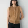 Brushed Cashmere Sleeveless Cardigan