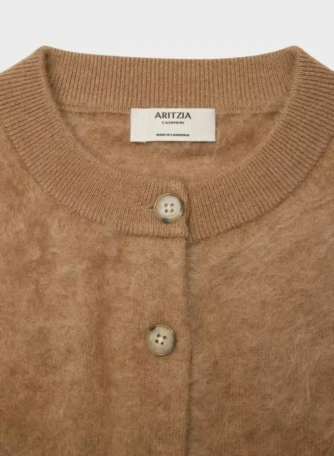 Brushed Cashmere Sleeveless Cardigan