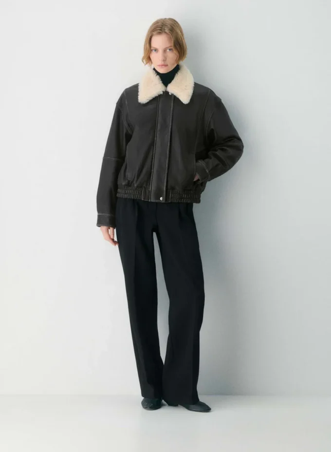 Calle Leather Aviator Jacket