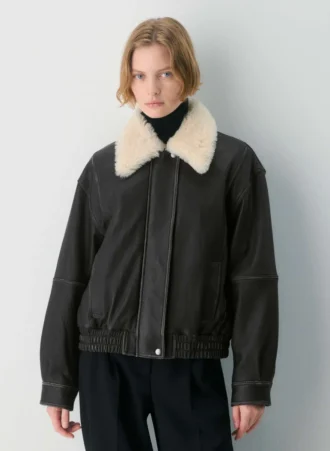 Calle Leather Aviator Jacket