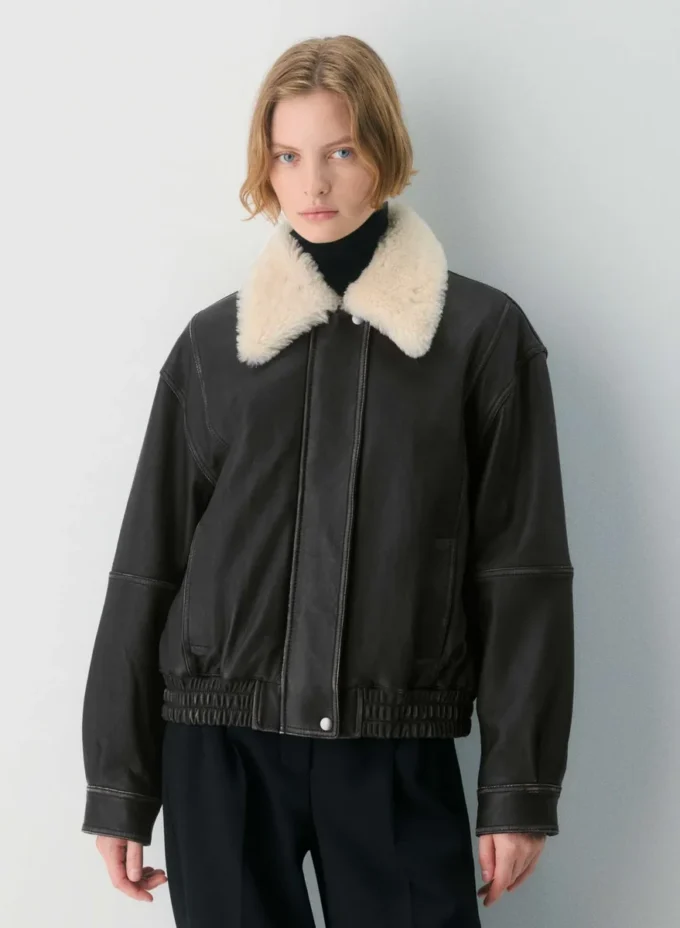 Calle Leather Aviator Jacket