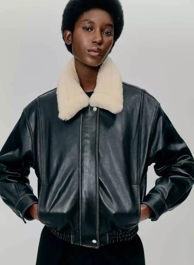 Calle Leather Aviator Jacket