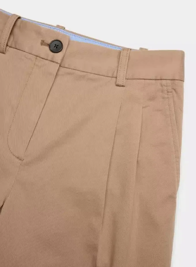 Chino Hi-rise Wide Pleated Pant