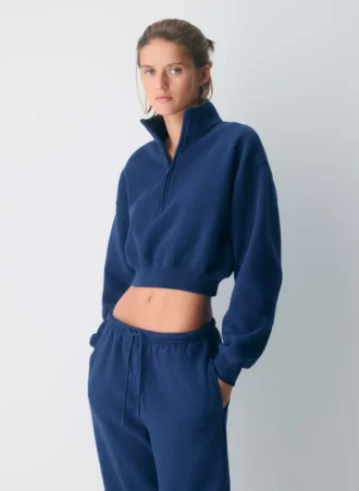 Cozy Sweatfleece Boyfriend Crop 1/2 Zip