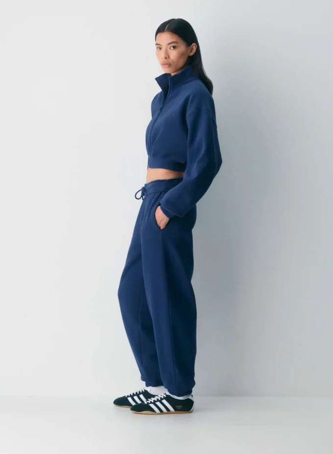 Cozy Sweatfleece Boyfriend Mock Crop Zip-up