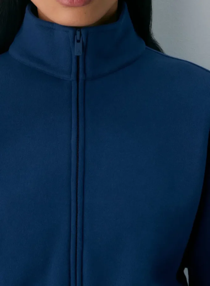 Cozy Sweatfleece Boyfriend Mock Crop Zip-up