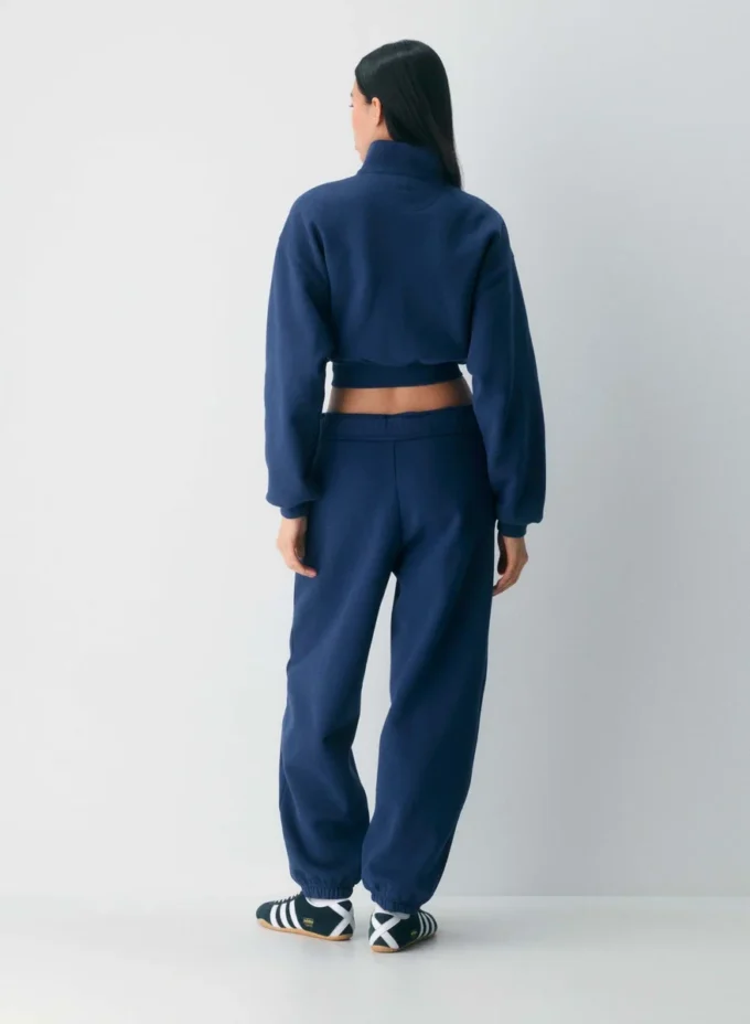 Cozy Sweatfleece Boyfriend Mock Crop Zip-up