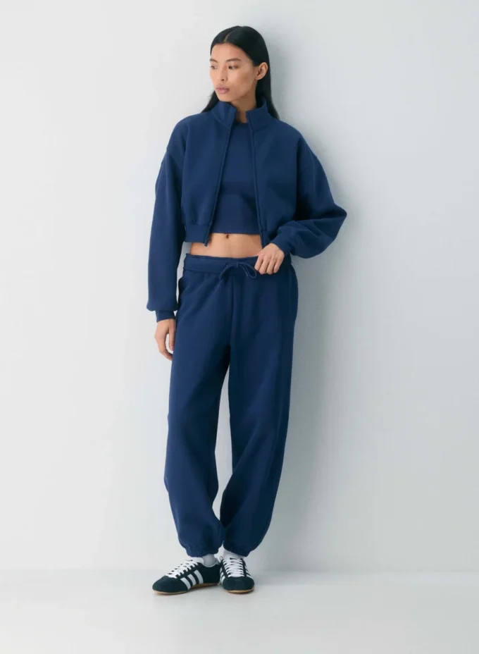 Cozy Sweatfleece Boyfriend Mock Crop Zip-up