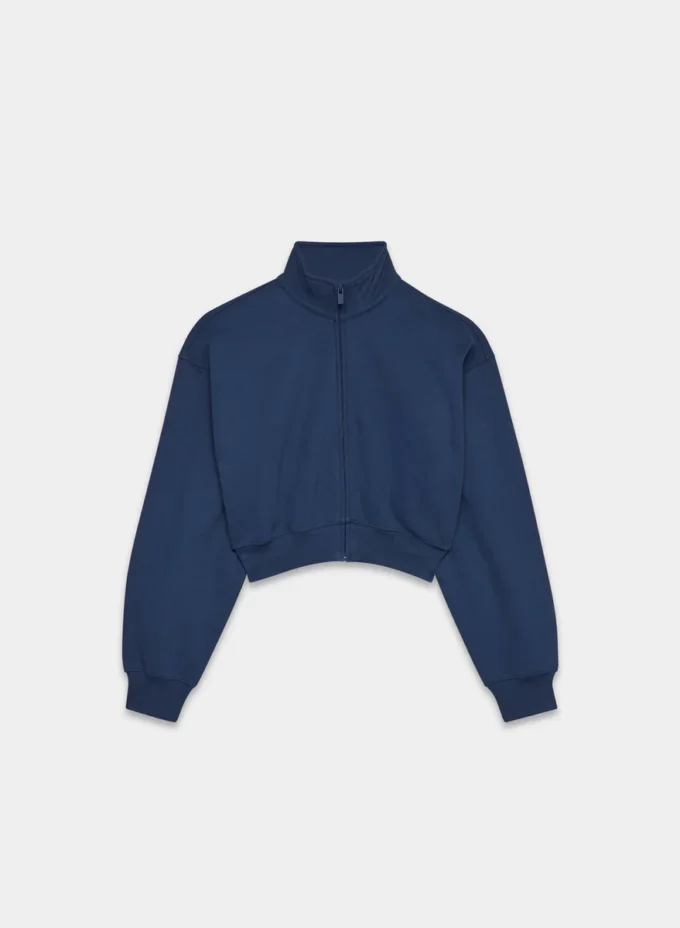 Cozy Sweatfleece Boyfriend Mock Crop Zip-up
