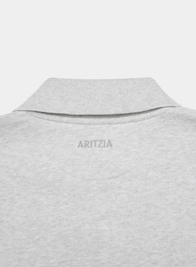 Cozy Sweatfleece Boyfriend Polo Sweatshirt