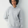 Cozy Sweatfleece Boyfriend Polo Sweatshirt