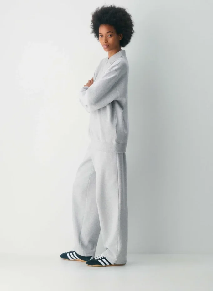 Cozy Sweatfleece Boyfriend Polo Sweatshirt