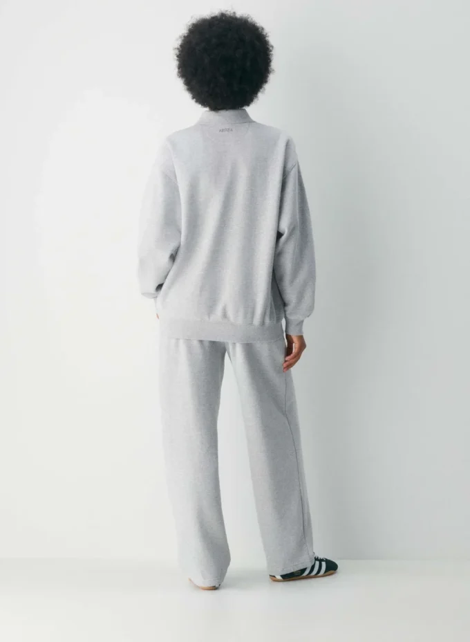 Cozy Sweatfleece Boyfriend Polo Sweatshirt