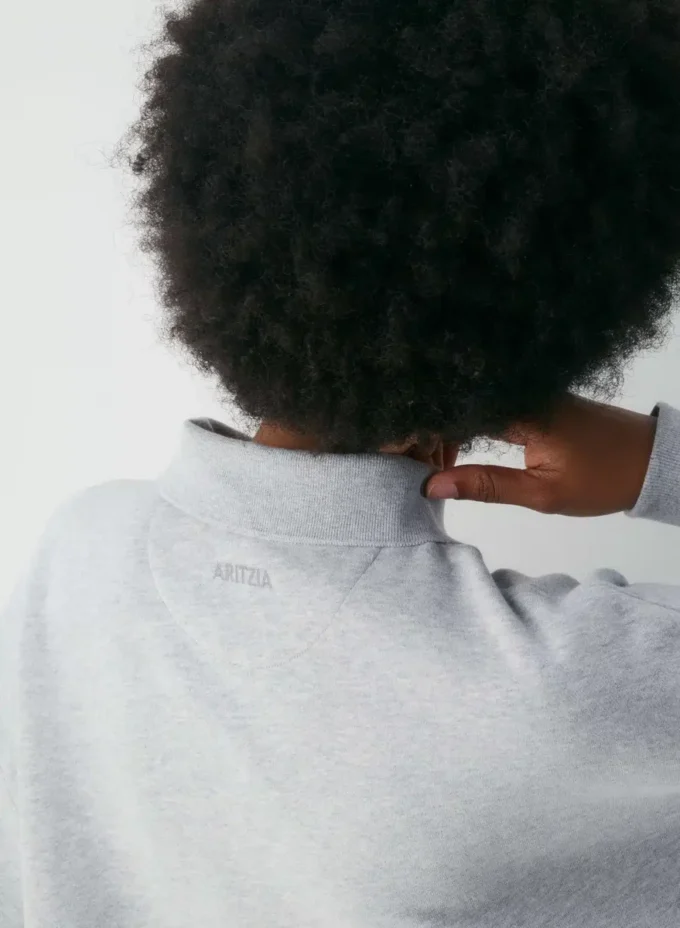 Cozy Sweatfleece Boyfriend Polo Sweatshirt