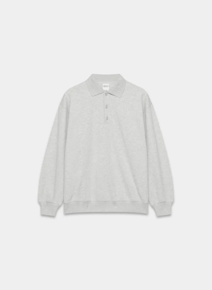 Cozy Sweatfleece Boyfriend Polo Sweatshirt