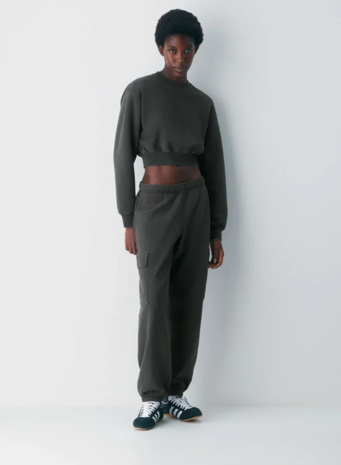 Cozy Sweatfleece Perfect Crew Crop Sweatshirt