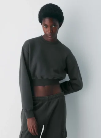 Cozy Sweatfleece Perfect Crew Crop Sweatshirt