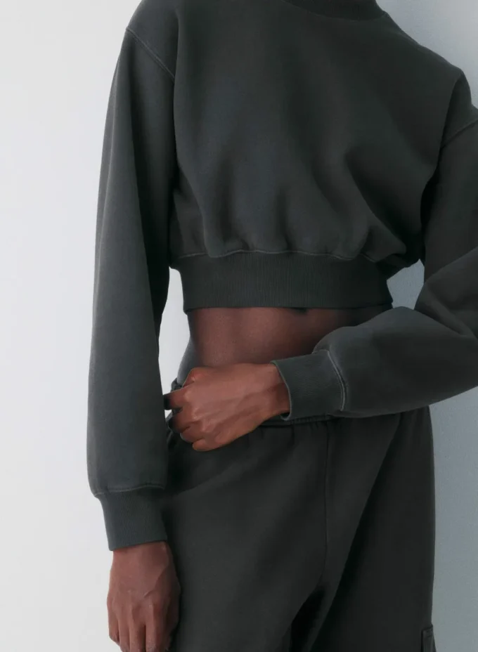 Cozy Sweatfleece Perfect Crew Crop Sweatshirt