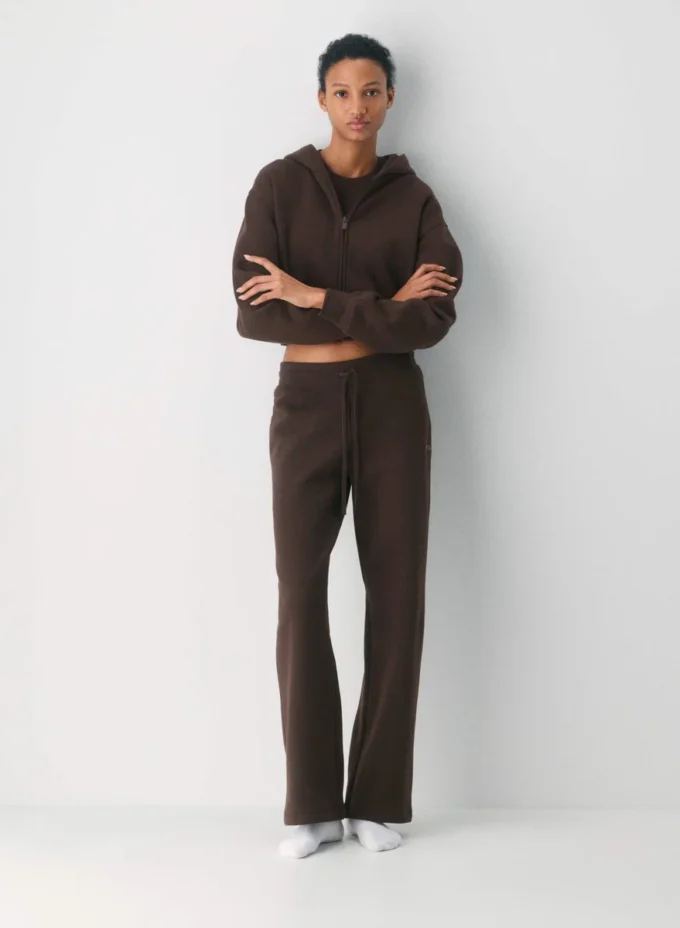 Cozy Sweatfleece Perfect Crop Zip Hoodie