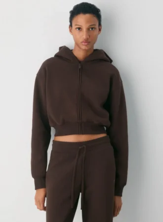 Cozy Sweatfleece Perfect Crop Zip Hoodie