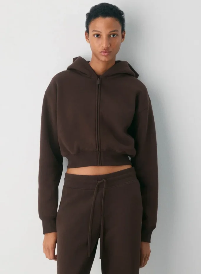 Cozy Sweatfleece Perfect Crop Zip Hoodie