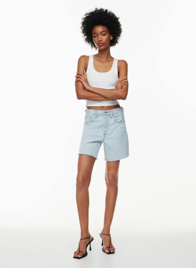 Denim Forum The Yoko Hi-rise Mid-thigh Denim Short Denim Forum The Yoko Hi-rise Mid-thigh Denim Short