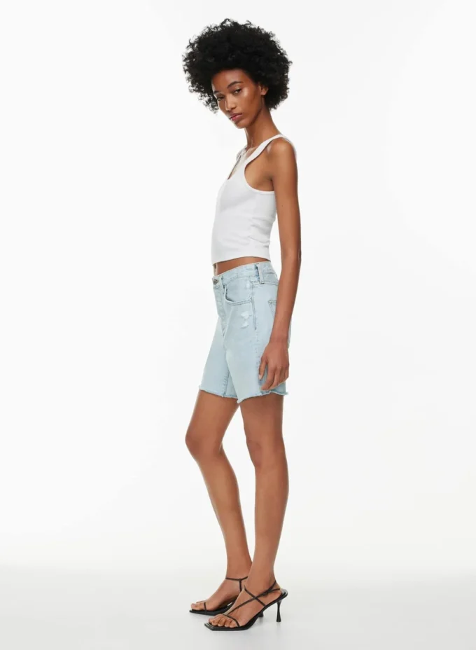 Denim Forum The Yoko Hi-rise Mid-thigh Denim Short Denim Forum The Yoko Hi-rise Mid-thigh Denim Short