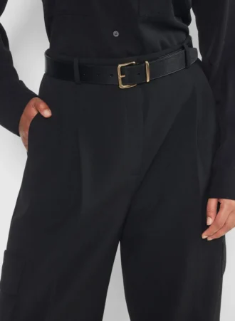 Emblem Solid Brass Leather Wide Belt