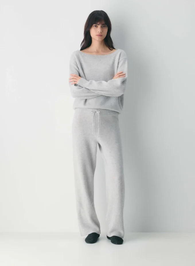 Essential Cashmere Hi-rise Wide Pant