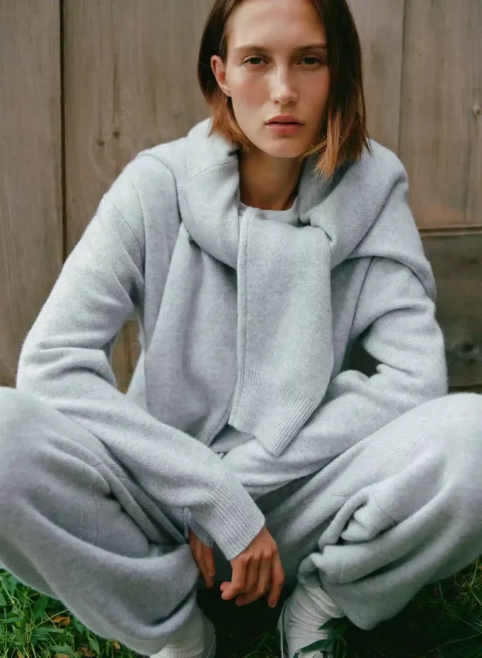 Essential Cashmere Hi-rise Wide Pant