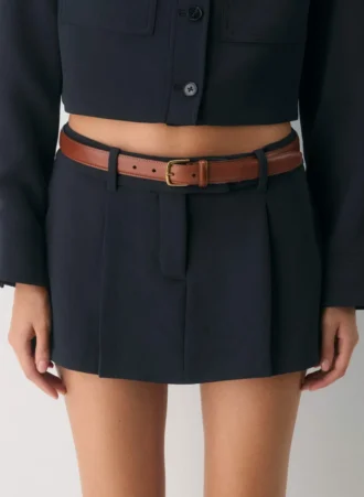 Essential Solid Brass Leather Belt