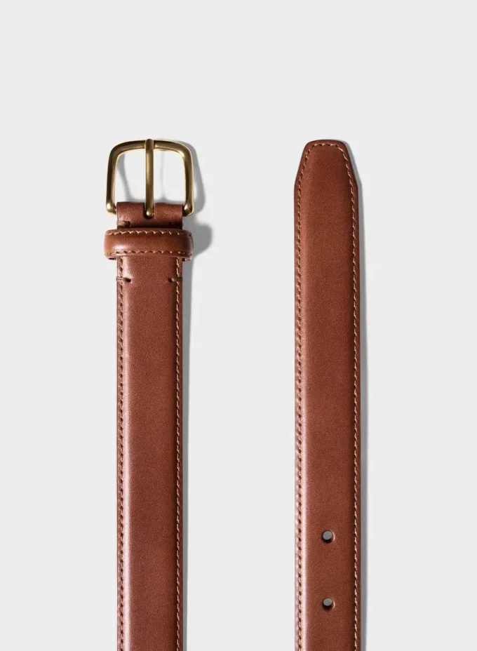Essential Solid Brass Leather Belt