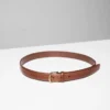Essential Solid Brass Leather Belt