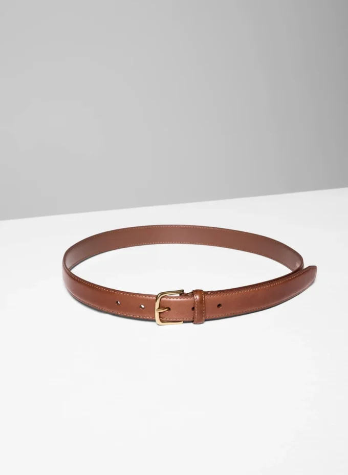 Essential Solid Brass Leather Belt