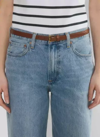 Essential Solid Brass Leather Slim Belt Essential Solid Brass Leather Slim Belt